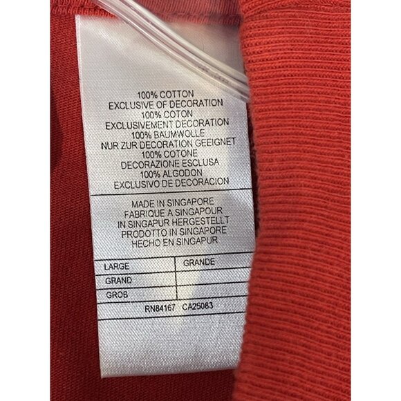 VTG Disney Mickey Minnie Embroidered Red Tshirt Womens Sz L  Pocket Long Sleeve - Picture 6 of 10
